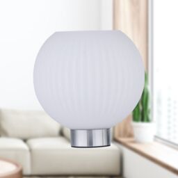 First Choice Lighting Betchley - Battery Operated Chrome Lamp with White Glass in Silver - thumbnail 6