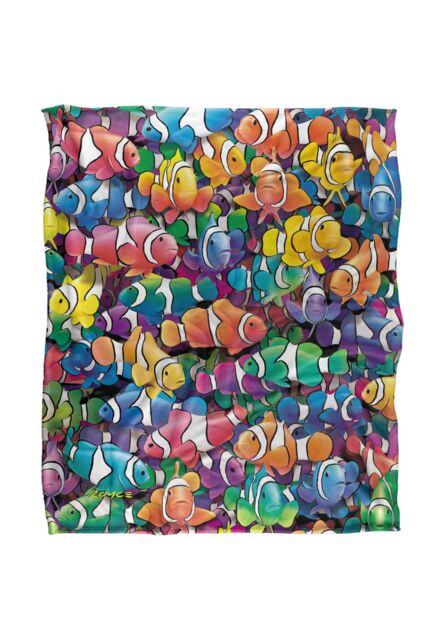JQ Licensing Royce Mcclure Clowning Around Clown Fish Pattern Silky Touch Super Soft Throw Blanket 152 X 127 cm in White - image 1