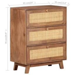 Berkfield Home Sideboard 61x35x76 cm Solid Mango Wood in Brown - Size: 61 x 35 x 76 cm - thumbnail 7