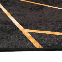 Berkfield Home Rug Washable Black & Gold 190x300 cm Anti Slip - Size: 100 cm diameter - thumbnail 6