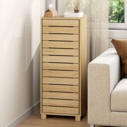 Levede Bathroom Storage Cabinet Handleless Wood Floor Shelf Unit Cupboard in Natural - thumbnail 3
