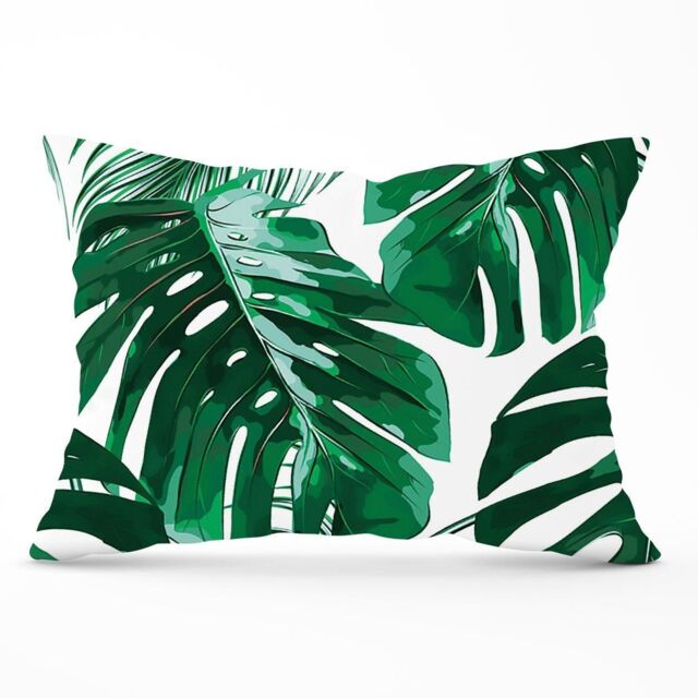Warren Reed - Designer Tropical Jungle Leaf Pattern Cushions in Green - Size: 60 cm x 60 cm - image 1