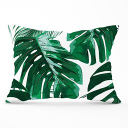 Warren Reed - Designer Tropical Jungle Leaf Pattern Cushions in Green - Size: 60 cm x 60 cm - thumbnail 1