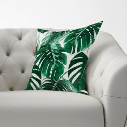 Warren Reed - Designer Tropical Jungle Leaf Pattern Cushions in Green - Size: 60 cm x 60 cm - thumbnail 2
