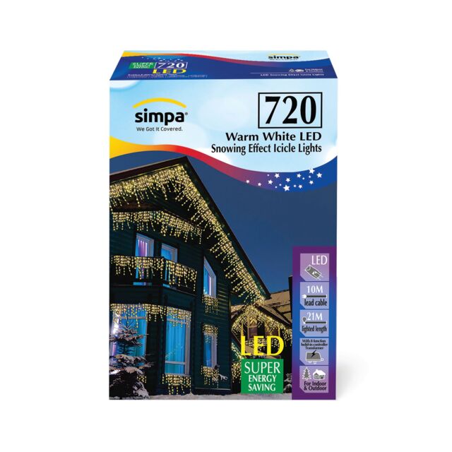 simpa 720 LED / 18M Multi-Action Indoor/Outdoor Icicle Lights in Yellow - image 1