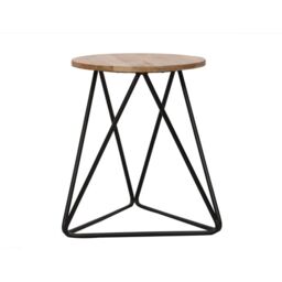 Jaipur Furniture Ltd Ravi Single Stool - Mango Wood/Iron - L35 x W35 x H45 cm - Mango Light Finish in Black - thumbnail 1