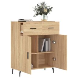 Berkfield Home Sideboard Sonoma Oak 69.5x34x90 cm Engineered Wood in Brown - thumbnail 4