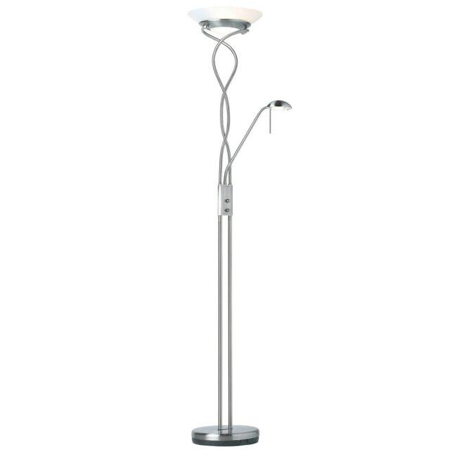 Loops Mother & Child Floor Lamp Satin Chrome Tall Twin Light Dimmer Flexible Reading - image 1