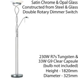 Loops Mother & Child Floor Lamp Satin Chrome Tall Twin Light Dimmer Flexible Reading - thumbnail 2