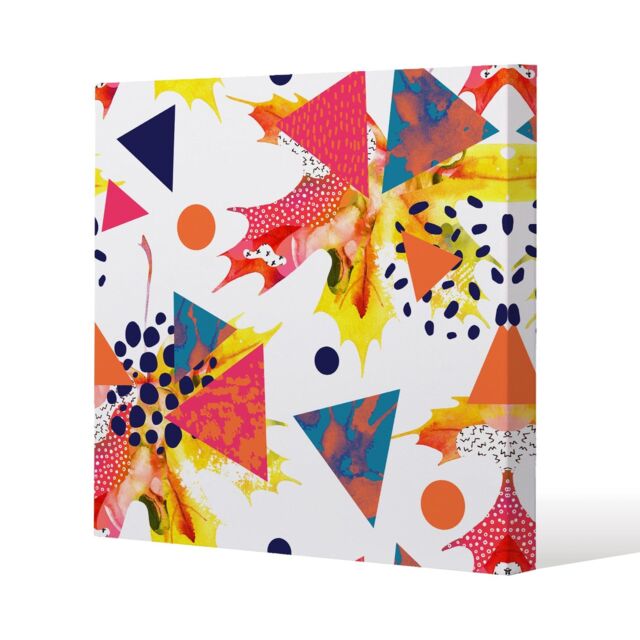 Benjamin Tate Design Maple Leaves & Geometric Patterns (Canvas Print) / 77 x 77 x 4cm in Natural - Size: 77 x 77 x 4 cm - image 1