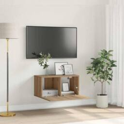 Berkfield Home TV Cabinet Set Artisan Oak Engineered wood TV Cabinet Rectangular in Brown - thumbnail 2