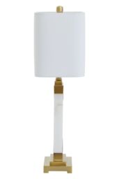 Orsina White Marble Table Lamp with Gold Plated Frame, Pedestal Base with Ivory Shade, Lighting for Bedroom - thumbnail 3