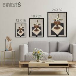 "Artery8 Flower Piece Abstract Painting Hartley Black Framed Canvas Art Print in Grey - Size: W12"" x H16""" - thumbnail 4