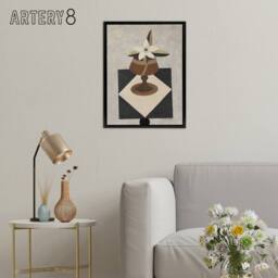 "Artery8 Flower Piece Abstract Painting Hartley Black Framed Canvas Art Print in Grey - Size: W12"" x H16""" - thumbnail 3