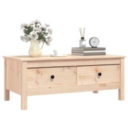 Berkfield Home Coffee Table 100x50x40 cm Solid Wood Pine in Light Tan - Size: 100 x 50 x 40 cm - thumbnail 4
