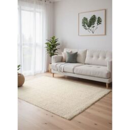 THE RUGS Majoli Handwoven Wool Jute Rug Scandinavian Boho Style 10mm Pile in White - Size: 160 cm x 230 cm - thumbnail 8