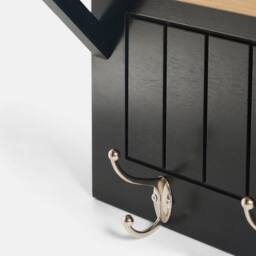 OHS Wall Shelf Coat Rack Wood Effect Floating Display Unit in Black - thumbnail 5