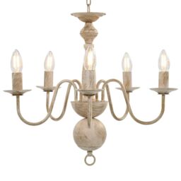 Berkfield Home Chandelier Antique White 5 x E14 Bulbs - thumbnail 1