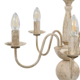 Berkfield Home Chandelier Antique White 5 x E14 Bulbs - thumbnail 5