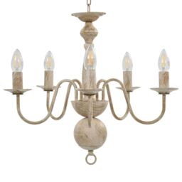 Berkfield Home Chandelier Antique White 5 x E14 Bulbs - thumbnail 4