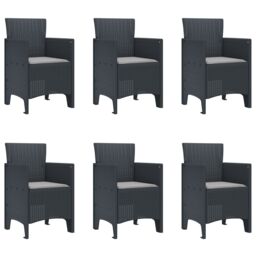 Berkfield Home 7 Piece Garden Dining Set with Cushions Anthracite Poly Rattan - thumbnail 5