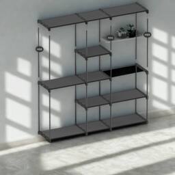 Pirlo Plush Metal Clothes Rail Open Wardrobe With Storage Shelves Black - thumbnail 4