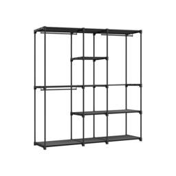 Pirlo Plush Metal Clothes Rail Open Wardrobe With Storage Shelves Black - thumbnail 7