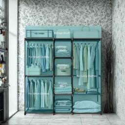 Pirlo Plush Metal Clothes Rail Open Wardrobe With Storage Shelves Black - thumbnail 5