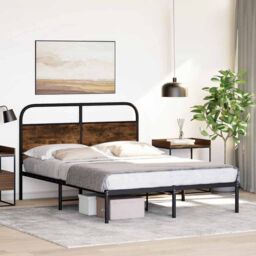Berkfield Home Bed Frame Without Mattress 120x200 cm Smoked Oak Engineered Wood in Brown - Size: Small Double - thumbnail 4