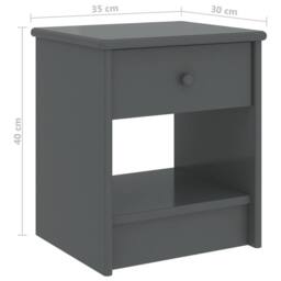Berkfield Home Bedside Cabinet Dark Grey 35x30x40 cm Solid Pinewood - Size: 35 x 30 x 40 cm - thumbnail 6