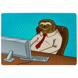 Benjamin Tate Design Sloth Animal Office Worker Pop Art Retro Designer Rug in Natural - Size: Large - thumbnail 1
