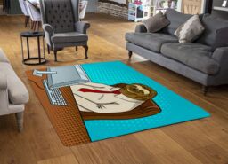 Benjamin Tate Design Sloth Animal Office Worker Pop Art Retro Designer Rug in Natural - Size: Large - thumbnail 2