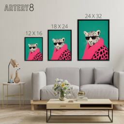 "Artery8 Fashion Cheetah Vibrant Hot Pink Framed Canvas Wall Art Print - Size: W12"" x H16""" - thumbnail 4