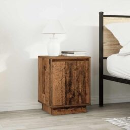 Berkfield Home Bedside Cabinet with LED Lights¬†Old Wood 38x34x50 cm - Size: 38 x 34 x 50 cm - thumbnail 4
