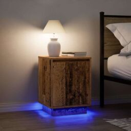 Berkfield Home Bedside Cabinet with LED Lights¬†Old Wood 38x34x50 cm - Size: 38 x 34 x 50 cm - thumbnail 5