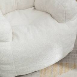 Direct Wicker Soft Tufed Foam Bean Bag Chair with Teddy Fabric in Ivory - Size: 1 Pack - thumbnail 4