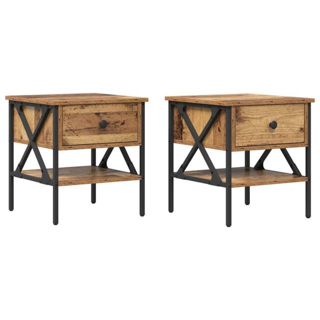 Berkfield Home Bedside Tables 2 pcs Old Wood 40x42x45 cm Engineered Wood in Brown - Size: 40 x 42 x 45 cm - image 1