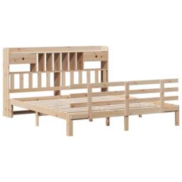 Berkfield Home Bookcase Bed without Mattress 180x200 cm Super King Solid Wood Pine in Natural - thumbnail 3