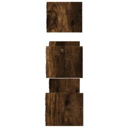 Berkfield Home 3 Piece Wall Shelf Set with Bars Smoked Oak Engineered wood in Brown - thumbnail 5