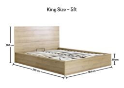 Time4sleep Chicago Riviera Oak Ottoman Storage Bed - Bed Frame in Natural - Size: King - thumbnail 6