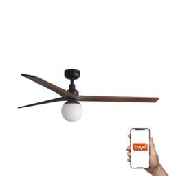 Netlighting Klim Large 3 Blade Ceiling Fan Black Walnut Light 1x E27 Smart in Brown - thumbnail 1