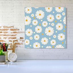 Warren Reed - Designer Summer Daisy Pattern Canvas in Blue - Size: w40 inch x h40 inch - thumbnail 2