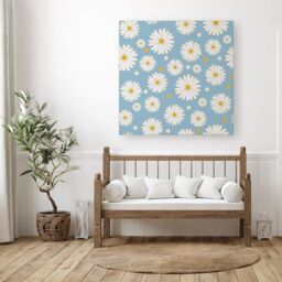 Warren Reed - Designer Summer Daisy Pattern Canvas in Blue - Size: w40 inch x h40 inch - thumbnail 3