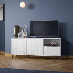 Furniture To Go Avenale Wide TV Cabinet 2 Door 1 Drawer in Alpine White High Gloss - thumbnail 4