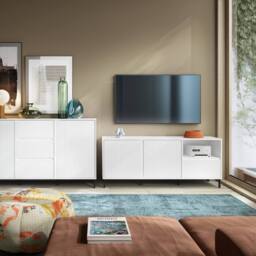 Furniture To Go Avenale Wide TV Cabinet 2 Door 1 Drawer in Alpine White High Gloss - thumbnail 5