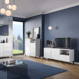Furniture To Go Avenale Wide TV Cabinet 2 Door 1 Drawer in Alpine White High Gloss - thumbnail 6