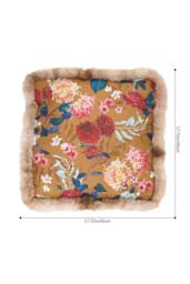 Living and Home Bohemian Floral Furry-Edged Thick Padded Cushion in Brown - Size: 45 cm x 45 cm - thumbnail 8
