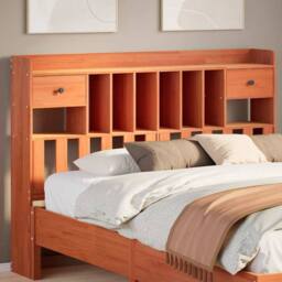 Berkfield Home Headboard with Storage Wax Brown 160 cm Solid Wood Pine - thumbnail 2