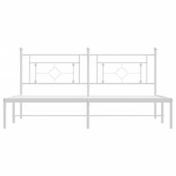 Berkfield Home Metal Bed Frame without Mattress with Headboard White 183x213cm - Size: 183x213 cm - thumbnail 5