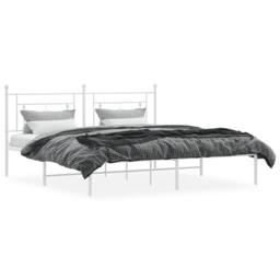 Berkfield Home Metal Bed Frame without Mattress with Headboard White 183x213cm - Size: 183x213 cm - thumbnail 3